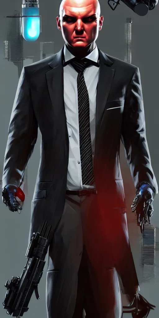 Image similar to Exobiology style.concept art of Agent 47. cinematic lighting, photorealistic, award winning on Artstation, hyper detailed, hyper realistic.