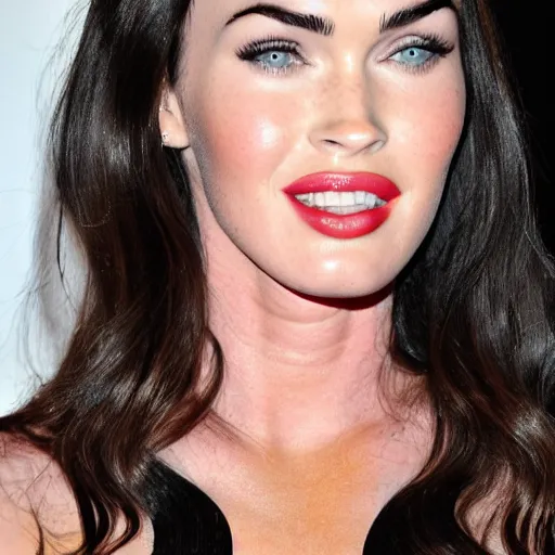 Image similar to megan fox with a unibrow. glamour photo