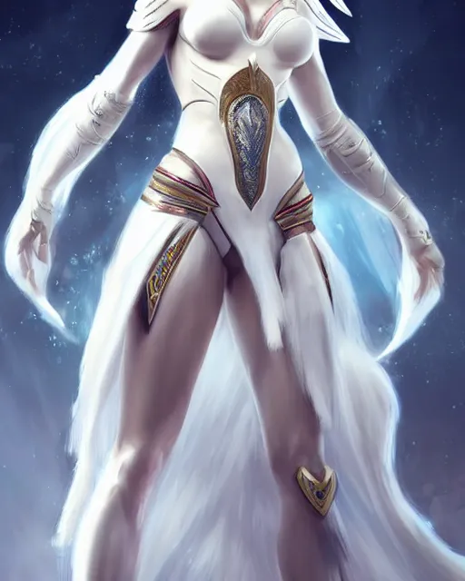 Prompt: perfect white haired egyptian queen emma watson wearing white dove wings warframe armor regal attractive ornate sultry beautiful dreamy digital art painted by wlop trend on artstation, movie key visual