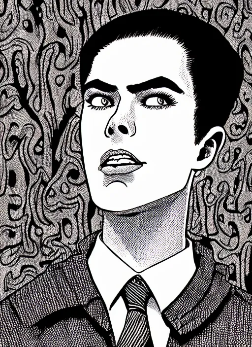 Image similar to portrait of archie andrews, intricate, highly detailed, illustration, art by junji ito, junji ito