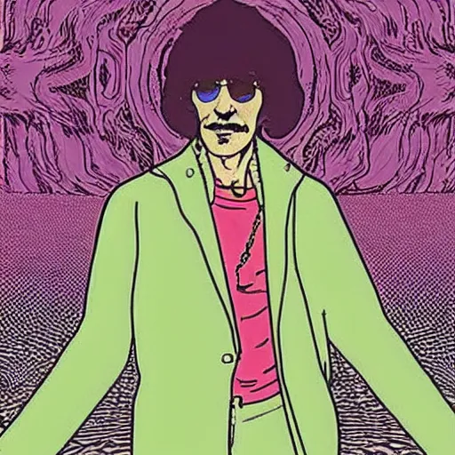 Prompt: George Harrison in the style of Moebius