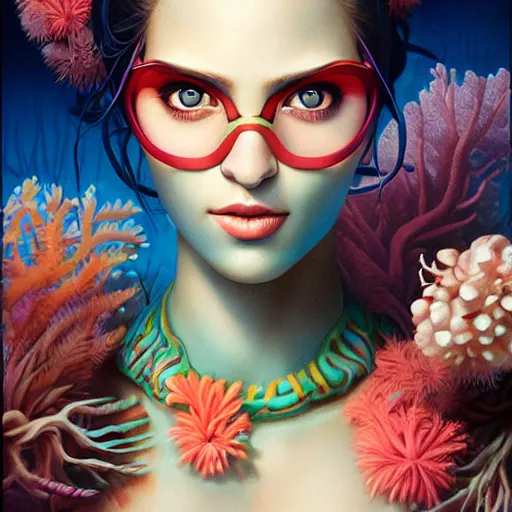 Prompt: lofi underwater amazonian portrait, Pixar style, by Tristan Eaton Stanley Artgerm and Tom Bagshaw.