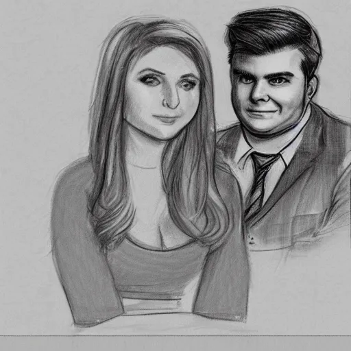 Prompt: sketch of lauren southern and nick fuentes together