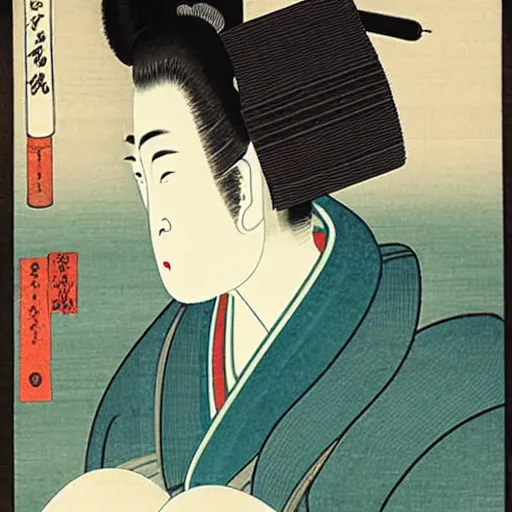 Image similar to beautiful portrait ukiyo - e painting of a computer by kano hideyori, kano tan'yu, kaigetsudo ando, miyagawa choshun, okumura masanobu, kitagawa utamaro