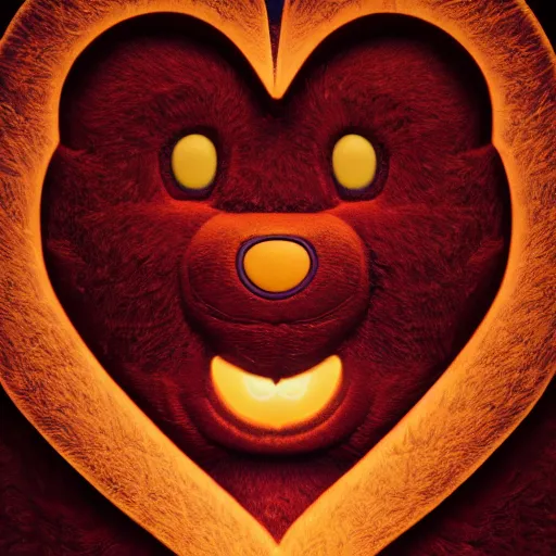 Image similar to hyperrealistic dslr film still of a care bear, heart emblem, stunning 8 k octane comprehensive 3 d render, inspired by istvan sandorfi & greg rutkowski & unreal engine, perfect symmetry, dim volumetric cinematic lighting, extremely hyper - detailed, extremely lifelike attributes & texture, intricate, masterpiece, artstation, stunning