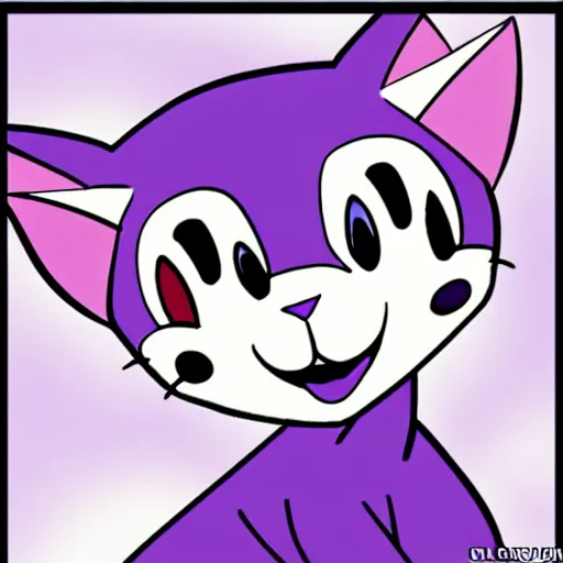 Prompt: purple cat cartoon anime