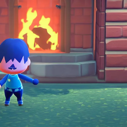 Prompt: Film still of the devil, from Animal Crossing: New Horizons (2020 video game)