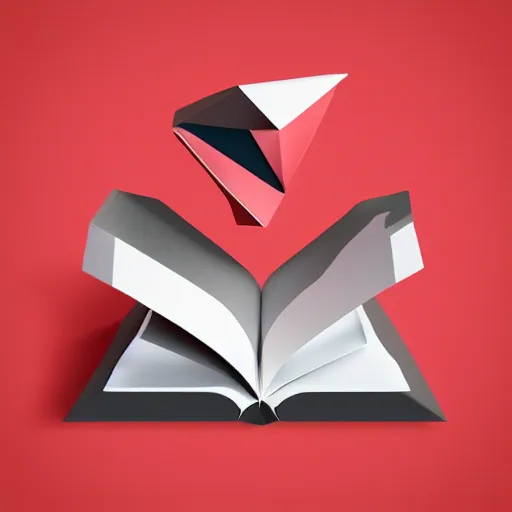 Image similar to low poly, vector, white eagle flying above an open book, icon, red background, cgsociety, artstation, octane render