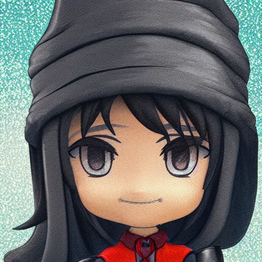 Image similar to face detailing portrait painting of wizard in the style of matte painting nendoroid and chibi, eyes in the style of nendoroid, middle close up, Julian ope, flat shading, 2D illustration, Swiss modernizm, ukiyoe style, simple dark backgrounds