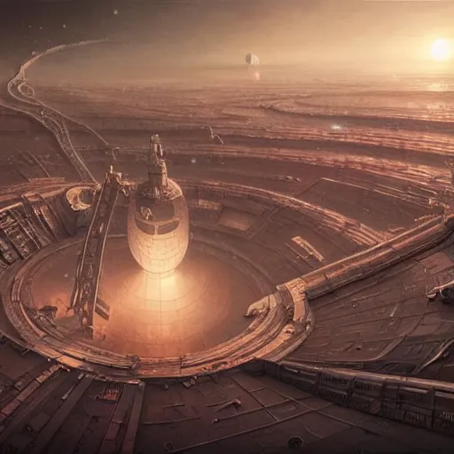 Image similar to Very very very very highly detailed orbit space soviet city Norilsk as a loading screen, intricate, dystopian, sci-fi, extremely detailed, digital painting, artstation, concept art, smooth, sharp focus, illustration, intimidating lighting, incredible art by artgerm and greg rutkowski and alphonse mucha and simon stalenhag