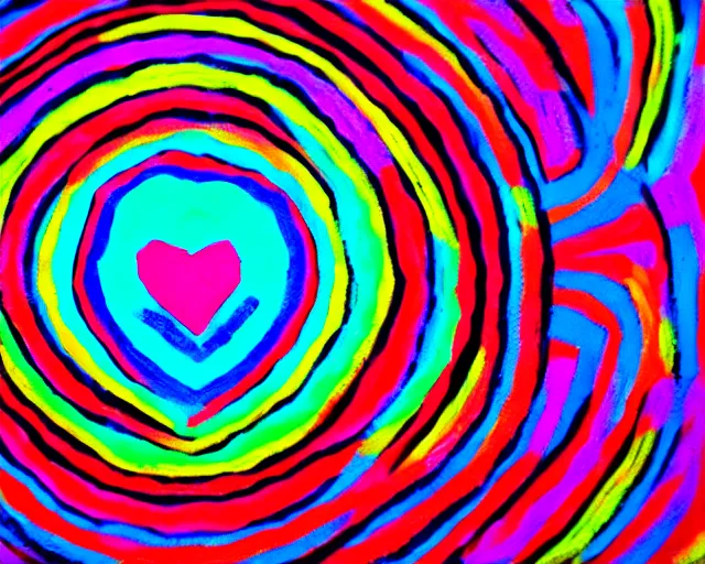 Image similar to chalk art, heart made with circles and lines, vivid colors, highly detailed, simple, no jagged lines, smooth, artstation, artwork by obey