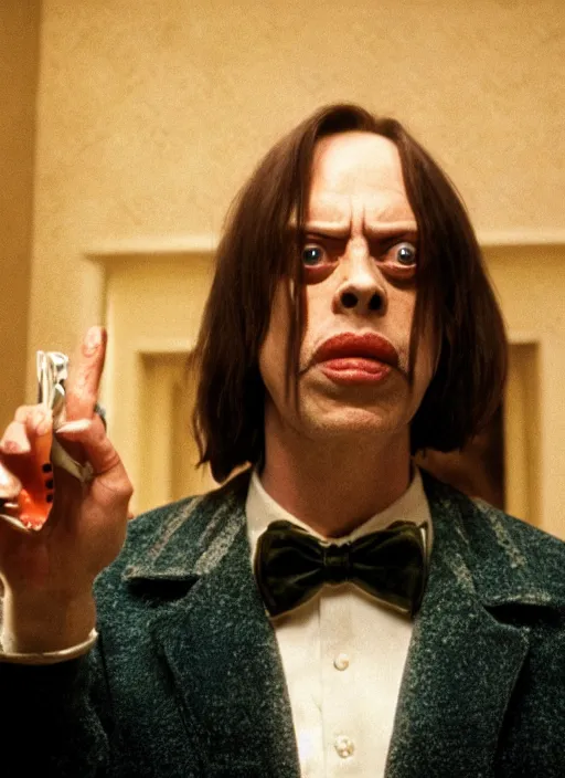 Prompt: a still from The Shining of Steve Buscemi as Wendy Torrance