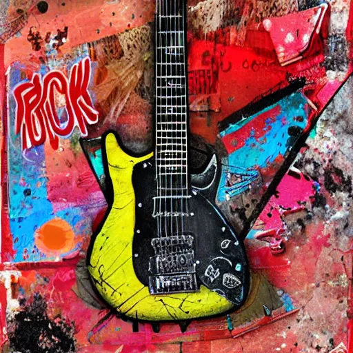 Image similar to rock n roll, mixed media