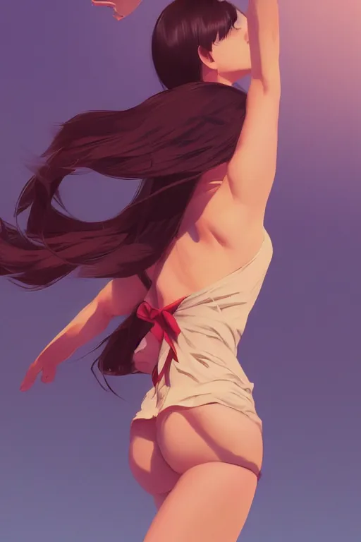 Image similar to a girl waving goodbye, full shot, fine - face, realistic shaded perfect body, fine details. night setting. very anime style. realistic shaded lighting poster by ilya kuvshinov katsuhiro, magali villeneuve, artgerm, jeremy lipkin and michael garmash, rob rey and kentaro miura style, trending on art station