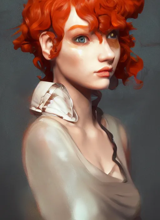 Image similar to biohazard portrait of curly orange hair girl bioshock, au naturel, hyper detailed, digital art, trending in artstation, cinematic lighting, studio quality, smooth render, unreal engine 5 rendered, octane rendered, art style by klimt and nixeu and ian sprigger and wlop and krenz cushart