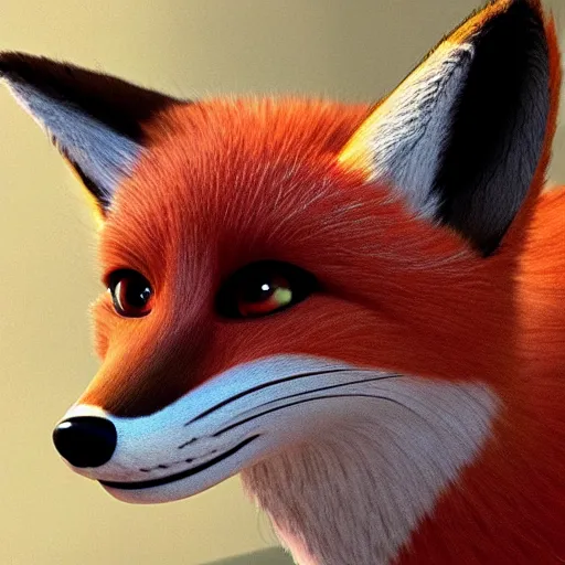 Image similar to fox in the style of pixar