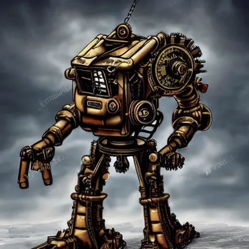 Steampunk Mech. Atmospheric. Realistic 