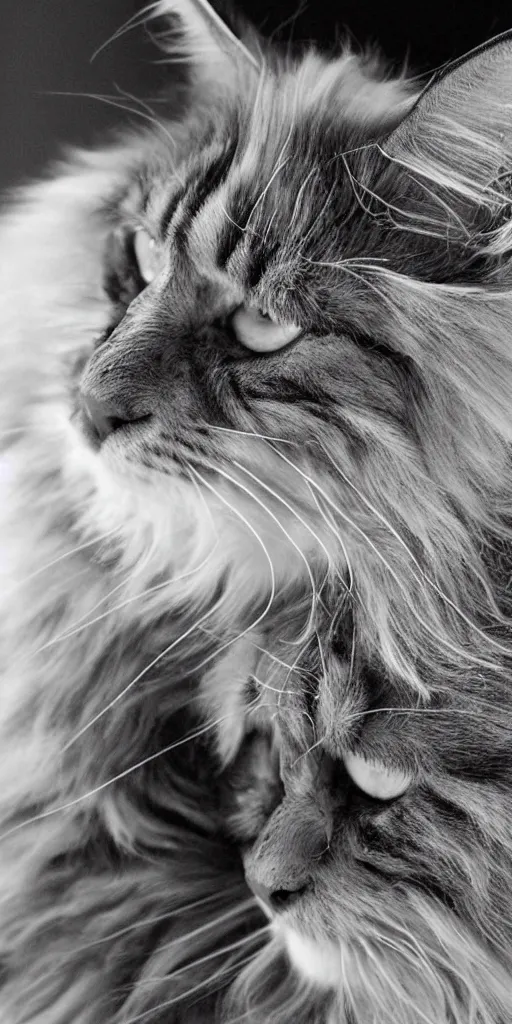 Image similar to a wise old maine coon explaining the beauty of mathematics to mouse