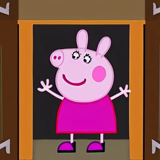 Prompt: peppa pig trapping george pig in a closet