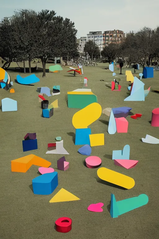 Image similar to a park full of funny shapes by bijou karman