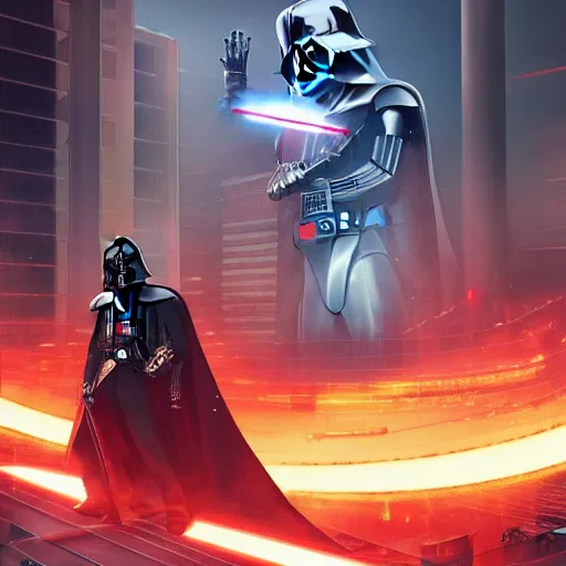 Hank Hill vs Darth Vader, high tech, cyberpunk, | Stable Diffusion ...