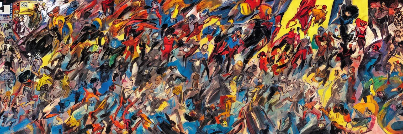 Image similar to abstract comic book art of people, dc comics, modern art,