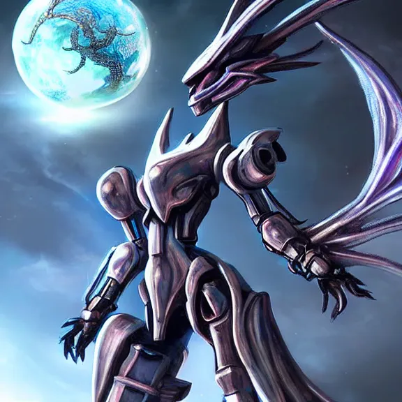 Prompt: giant stunning goddess shot, galactic sized beautiful hot anthropomorphic robot mecha female dragon, floating in space, larger than the planet, holding the earth in her hands, looming over earth, detailed sleek silver armor, sharp claws, epic proportions, epic scale, highly detailed digital art, sci fi, furry art, macro art, dragon art, goddess art, warframe fanart, destiny fanart, anthro, furry, giantess, macro, furaffinity, deviantart, 8k 3D realism
