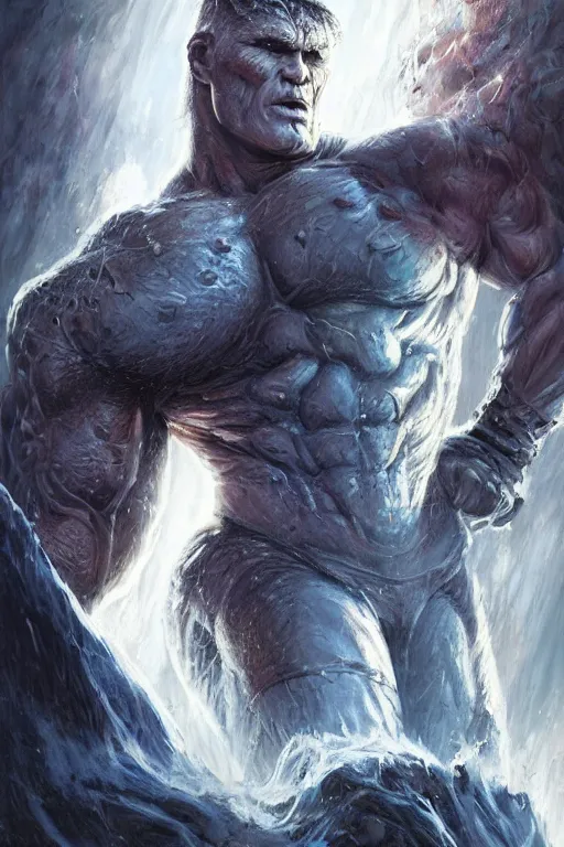 Image similar to closeup portrait shot of dolph lundgren as destruction of the endless, the sandman herculean thanos, conan the barbarian, highly detailed, digital painting, artstation, concept art, soft focus, depth of field, artgerm, tomasz alen kopera, peter mohrbacher, donato giancola, wlop, boris vallejo