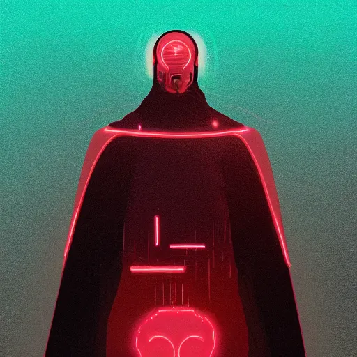 Image similar to an illustration of a cyborg human with a black robe, christopher balaskas, dan mumford