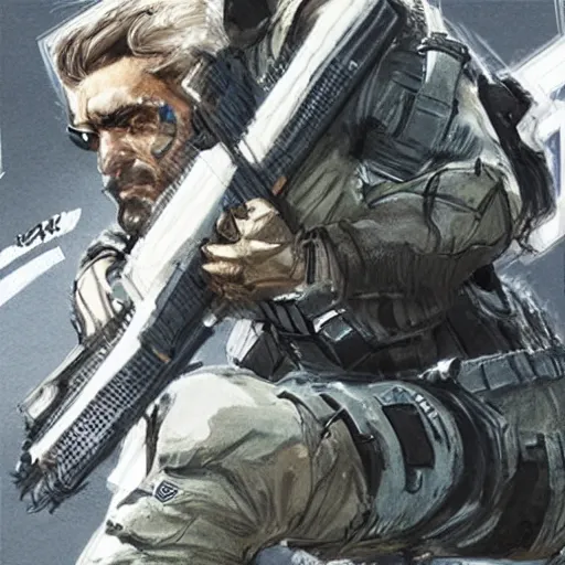 Image similar to oscar isaac as solid snake highly detailed concept art