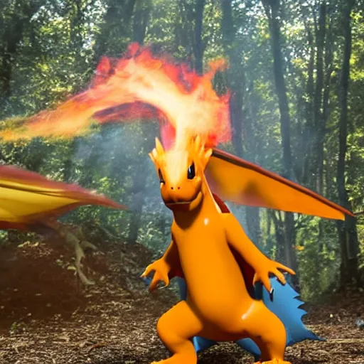 Prompt: realistic national geographic professional photo of charizard in the wild, award winning