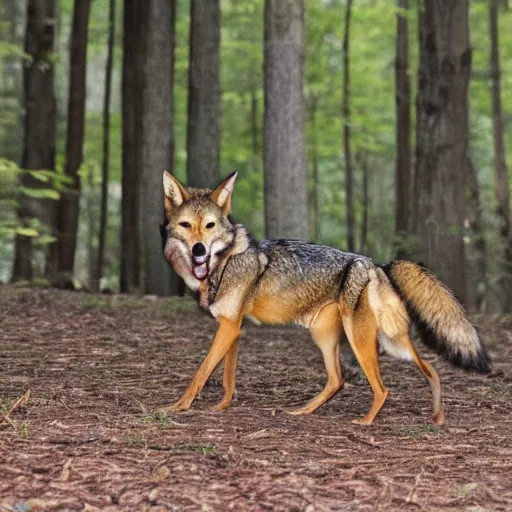 Image similar to red wolf playing in the forest