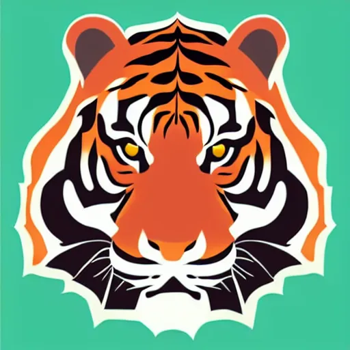 Image similar to super cool tiger avatar, illustration, 2 d, flat style, flat