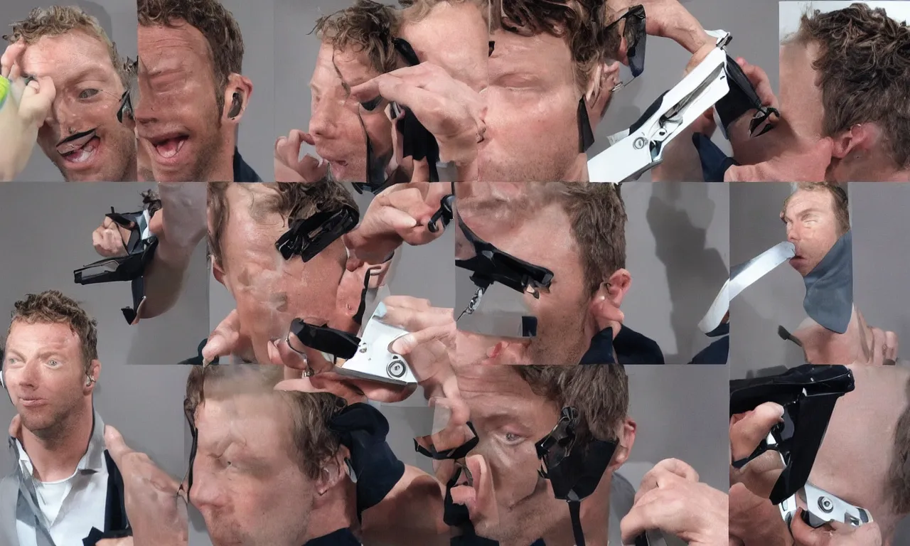 Image similar to chris martin transforms into a swingline stapler, animorphs