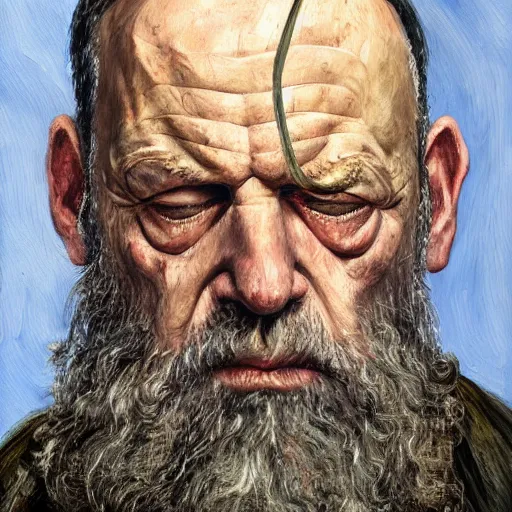 Image similar to high quality high detail painting by lucian freud, hd, balon greyjoy