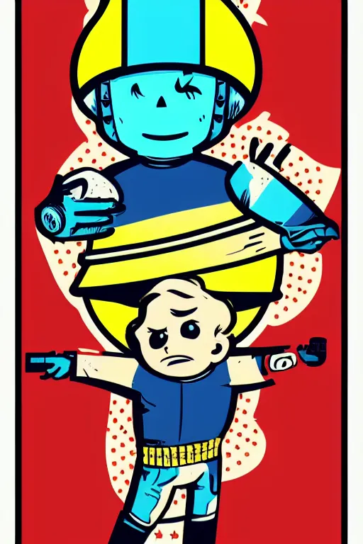 Image similar to fallout 7 6 retro futurist illustration art by butcher billy, sticker, colorful, illustration, highly detailed, simple, smooth and clean vector curves, no jagged lines, vector art, smooth andy warhol style