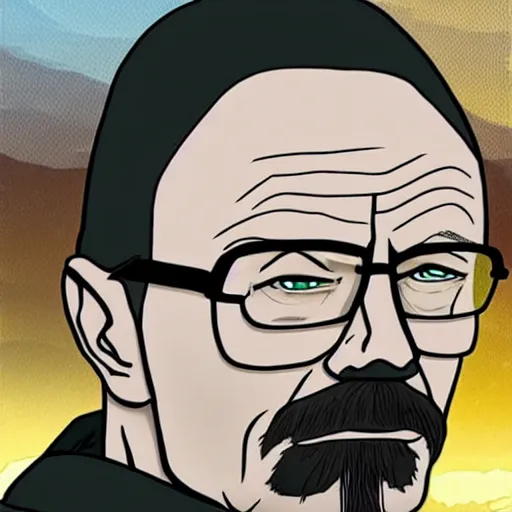 Prompt: walter white in the style of avatar the last airbender
