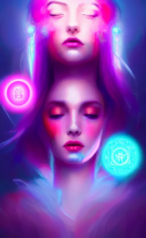 Prompt: a colorful and vibrant majestic white queen drops a tearwith flowers on her hair, open wide eyes, glowing light orbs, intricate concept art, elegant, digital painting, smooth, sharp focus, ethereal opalescent mist, outrun, vaporware, cyberpunk darksynth, ethereal, ominous, misty, by charlie bowater, 8 k, rendered in octane
