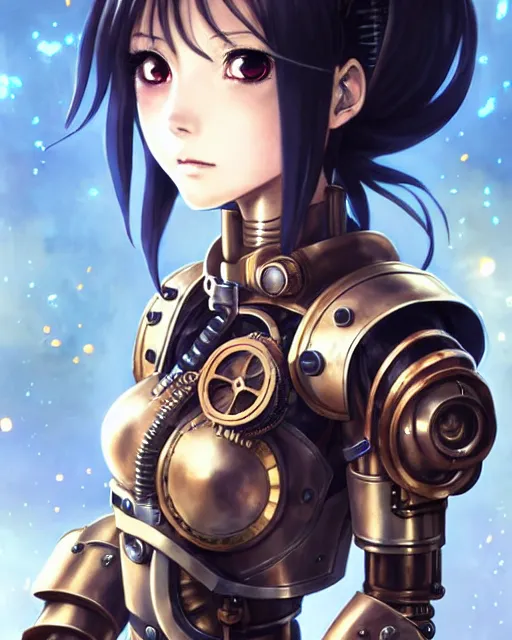 Image similar to portrait Anime Girl in mechanical armor steampunk cute-fine-face, pretty face, realistic shaded Perfect face, fine details. Anime. Bioshock steampunk realistic shaded lighting by katsuhiro otomo ghost-in-the-shell, magali villeneuve, artgerm, rutkowski Jeremy Lipkin and Giuseppe Dangelico Pino and Michael Garmash and Rob Rey