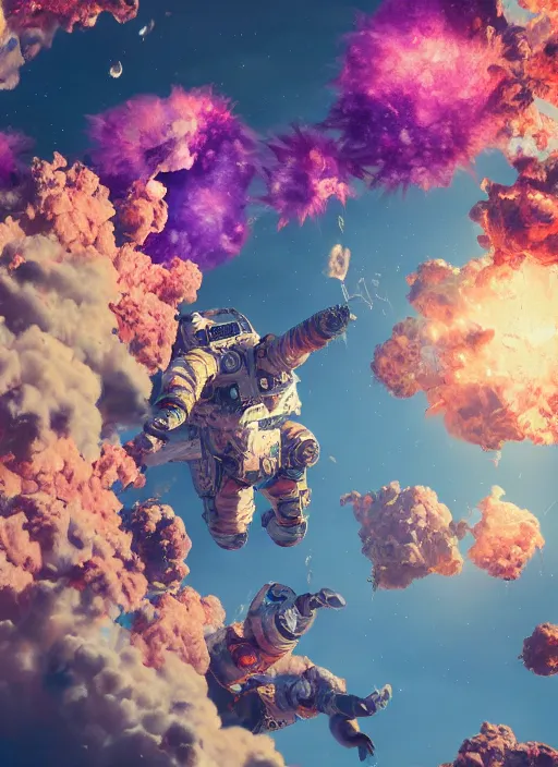 Image similar to An epic fantastic realism comic book style painting of the most beautiful flowers launched into space, bouquets, fisheye lens, unreal 5, DAZ, hyperrealistic, octane render, dynamic lighting