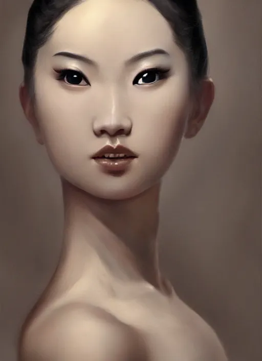 Image similar to hyperrealistic photography of a highly detailed and symmetrical gorgeous asian female ballerina in the style of vargas and wlop, highly detailed, face symmetry, highly realistic hands, masterpiece, award - winning, sharp focus, intricate concept art, ambient lighting, 8 k, artstation