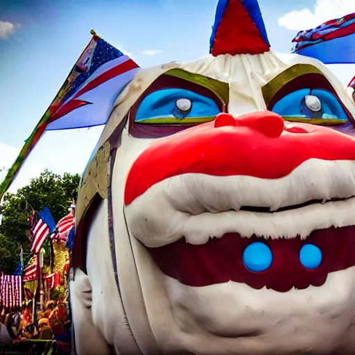 Image similar to parade float for captain spaulding, realistic photography, high detailed