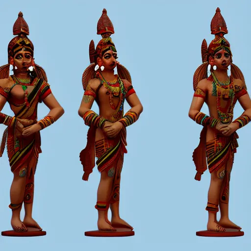 Prompt: 3d render, Statue Indian Gods, Unreal engine, white background, Isometric 8k