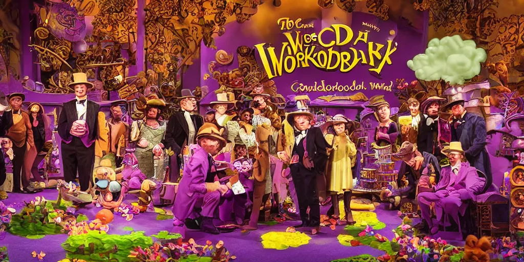 Prompt: the real Wonka chocolate factory, award winning photo, masterpiece, cinematic lighting