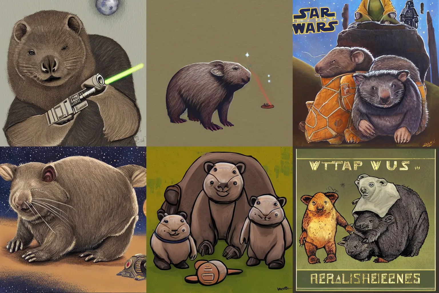 Prompt: star wars wombats by wilbur husley