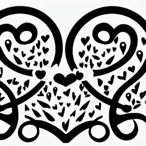 Image similar to clean black and white print, logo of stylized gymnast silhouette forming a symmetric heart