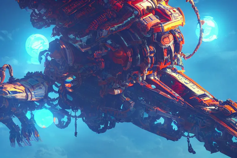 Image similar to sunwing machine mecanical creature robot of horizon forbidden west horizon zero dawn bioluminiscence global illumination ray tracing hdr fanart arstation by ian pesty and alena aenami artworks in 4 k