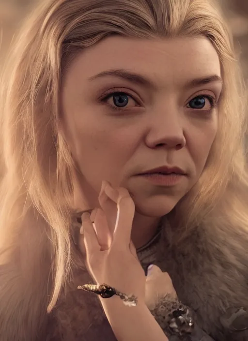 Image similar to natalie dormer wearing marijuana miniskirt with fox tail, depth of field, zeiss lens, detailed, symmetrical, centered, fashion photoshoot, by nicoletta ceccoli, mark ryden, lostfish, earl nore, hyung tae, frank frazetta, breathtaking, 8 k resolution, extremely detailed, beautiful, artistic, hyperrealistic, octane render