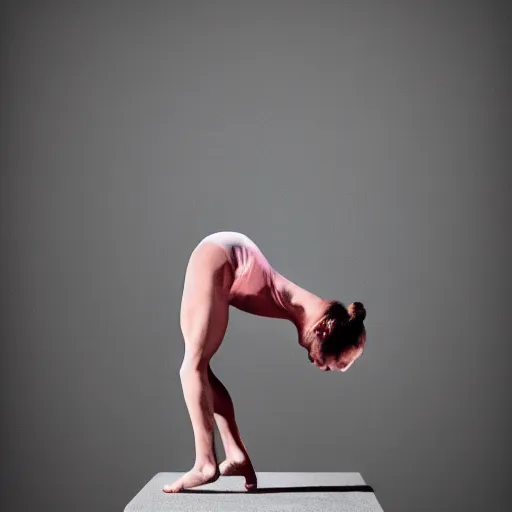 Image similar to realistic expired kodak film full body portrait of an gymnast, hyperrealism, hypermaxiymalism, photorealistic, detailed, atmospheric, 8 k, award winning photography, cinematic