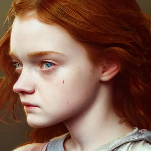 Prompt: ultra realistic illustration, sadie sink from last of us, intricate, elegant, highly detailed, digital painting, artstation, concept art, smooth, sharp focus, illustration, art by artgerm and greg rutkowski and alphonse mucha